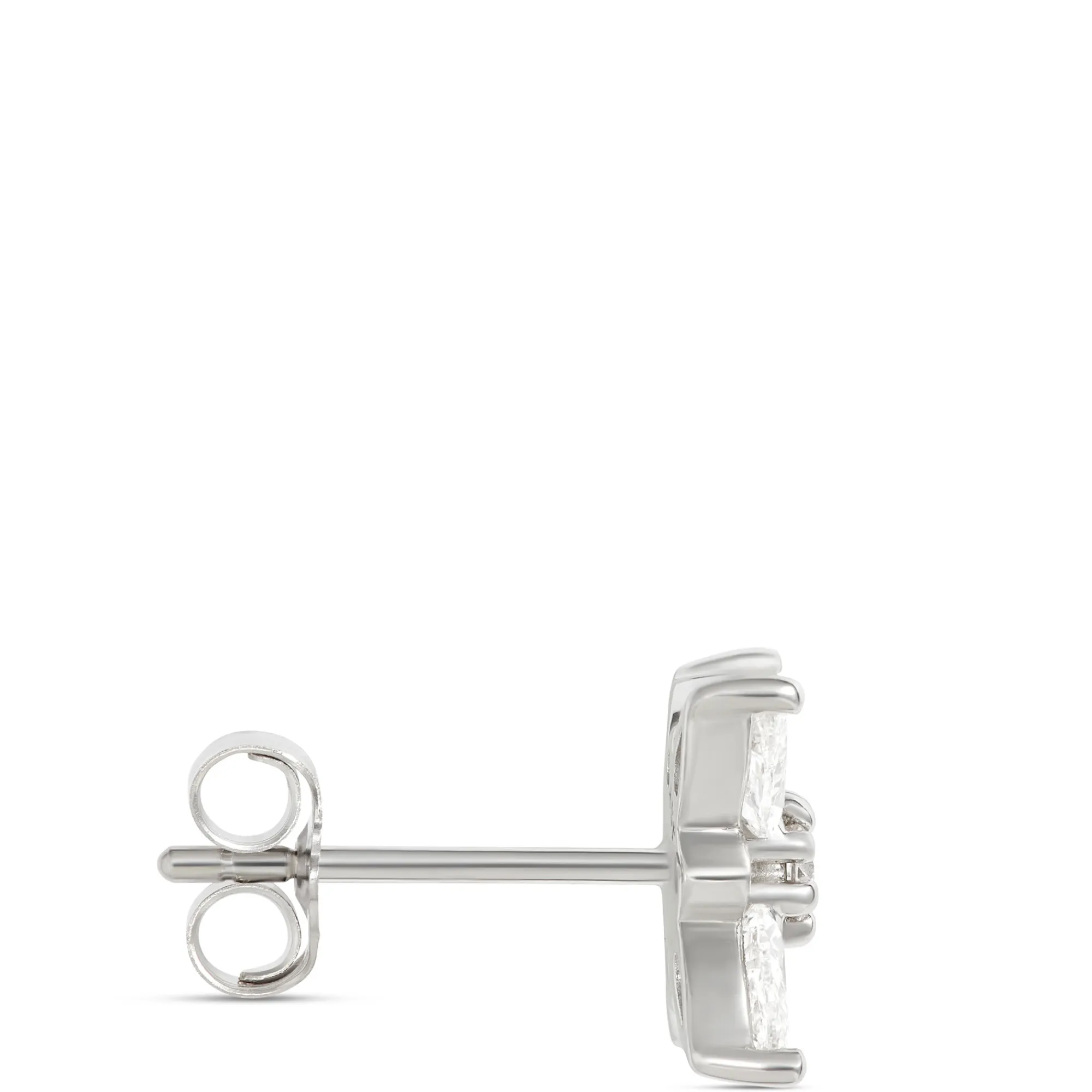 Pear and Round Cut Diamond Studs, 14K White Gold New