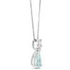 Pear Aquamarine & Diamond Necklace 14K Hot
