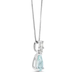 Pear Aquamarine & Diamond Necklace 14K Hot
