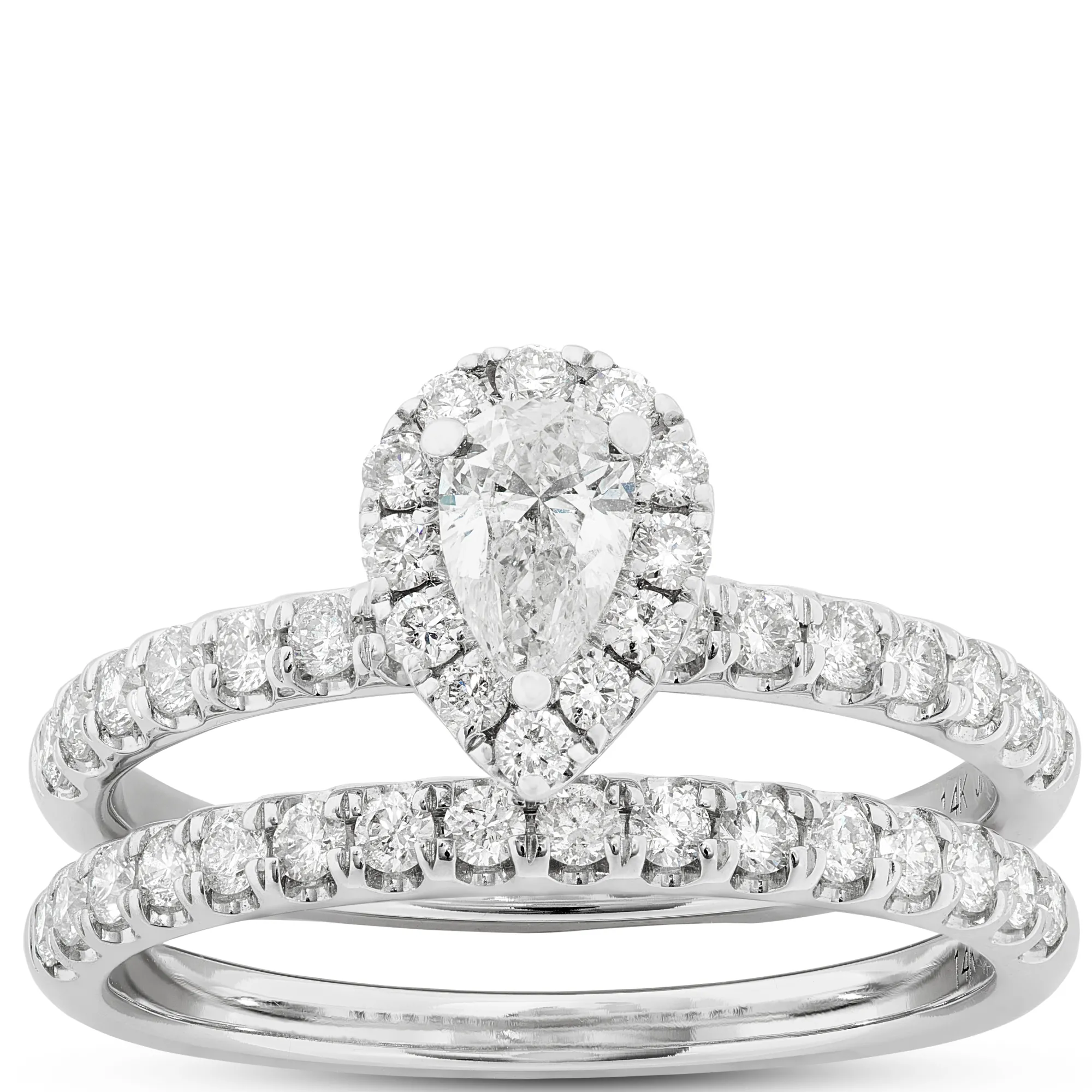 Pear-Cut Diamond Bridal Set, 14K White Gold Clearance