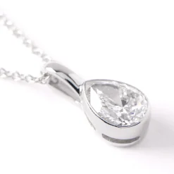 Pear Diamond Invisible Bezel Pendant, ½ Carat Total Weight, 14K White Gold Outlet