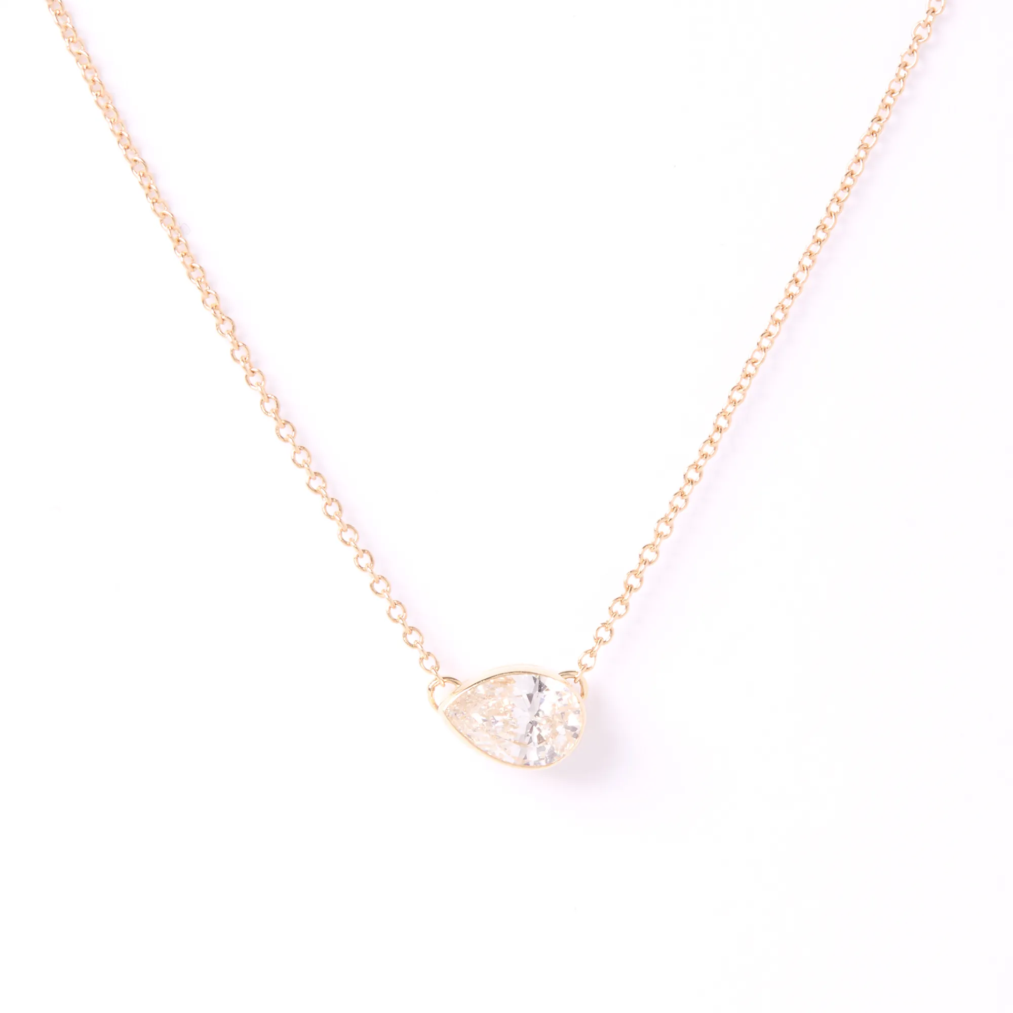 Pear Diamond Invisible Bezel Pendant, ½ Carat Total Weight, 14K Yellow Gold New