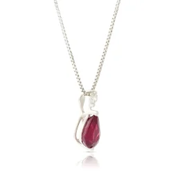 Pear Ruby & Diamond Necklace 14K