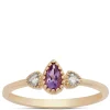Pear Shaped Amethyst and Diamond Ring, 14K Yellow Gold Online