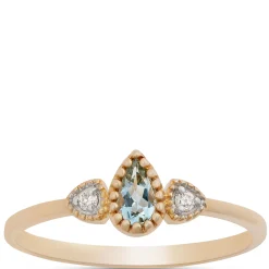 Pear Shaped Aquamarine and Diamond Ring, 14K Yellow Gold Sale