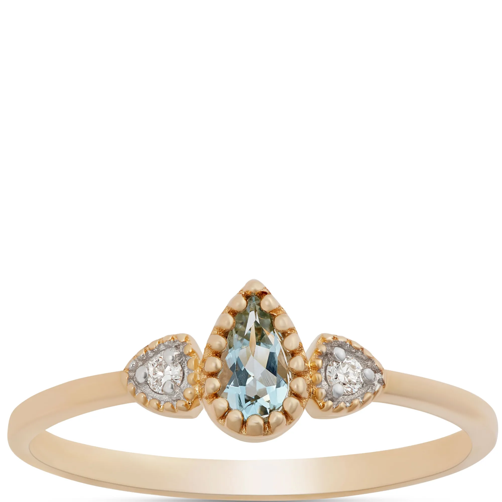 Pear Shaped Aquamarine and Diamond Ring, 14K Yellow Gold Sale