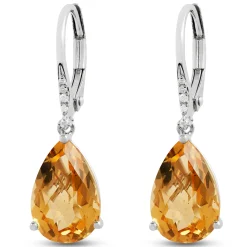 Pear Shaped Citrine & Diamond Earrings 14K Online
