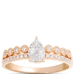 Pear Shaped Cluster Diamond Ring, 14K Yellow Gold Best