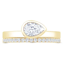 Pear-Shaped Diamond Engagement Ring in 14K Yellow Gold Discount
