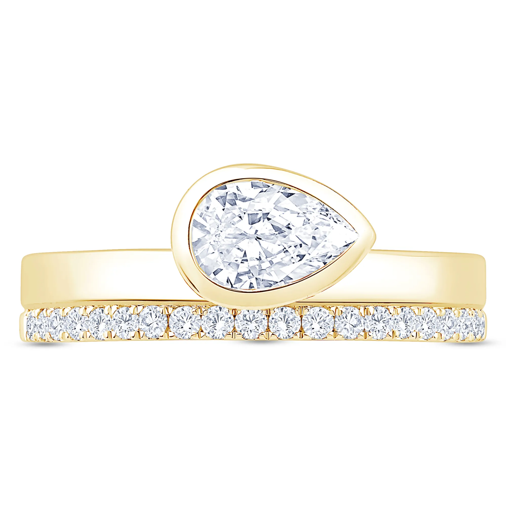 Pear-Shaped Diamond Engagement Ring in 14K Yellow Gold Discount