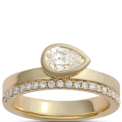 Pear-Shaped Diamond Engagement Ring in 14K Yellow Gold Discount