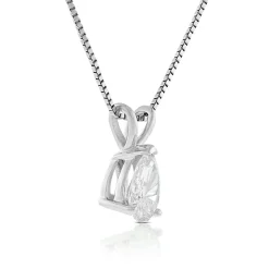 Pear Shaped Diamond Pendant, ⅓ Carat Total Weight, 14K White Gold Hot