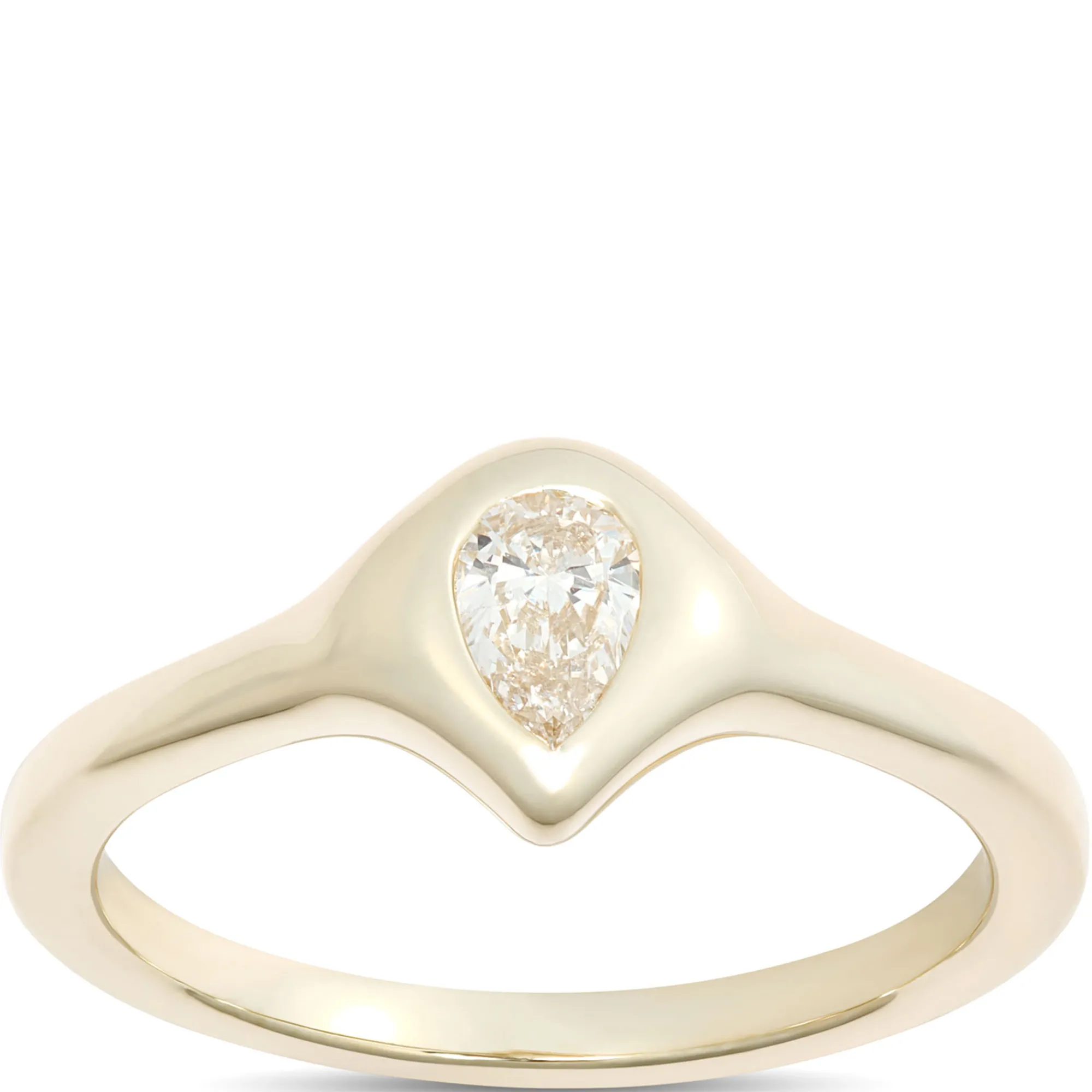Pear Shaped Diamond Ring, 1/4 Carat Weight, 14K Yellow Gold Sale