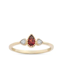 Pear Shaped Garnet Ring, 14K Yellow Gold Discount