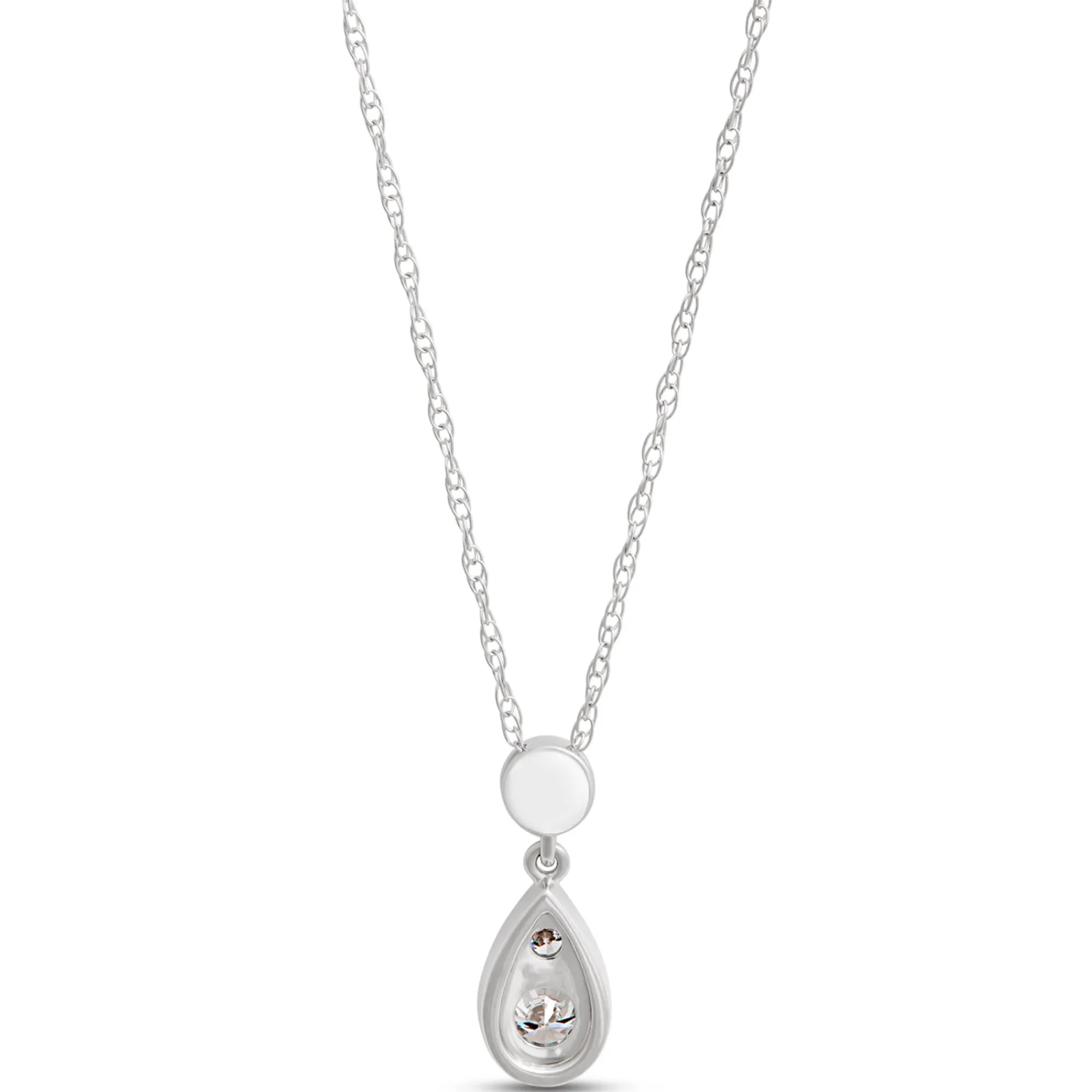 Pear Shaped Pendant with Round Diamonds, ⅓ Total Carat Weight, 14K White Gold Outlet