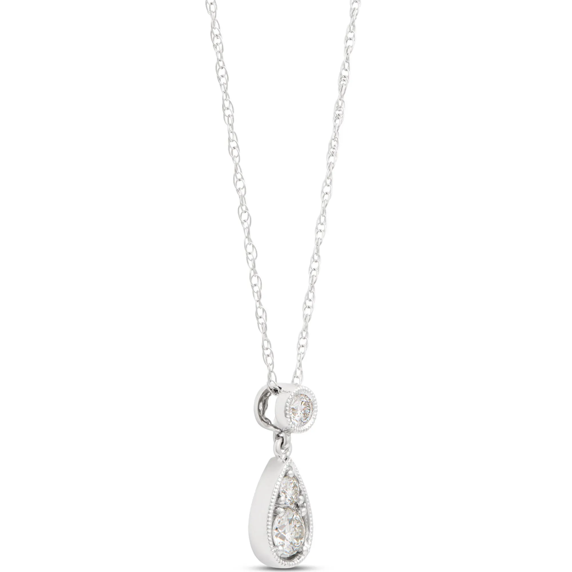 Pear Shaped Pendant with Round Diamonds, ⅓ Total Carat Weight, 14K White Gold Outlet