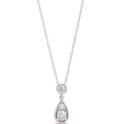 Pear Shaped Pendant with Round Diamonds, ⅓ Total Carat Weight, 14K White Gold Outlet