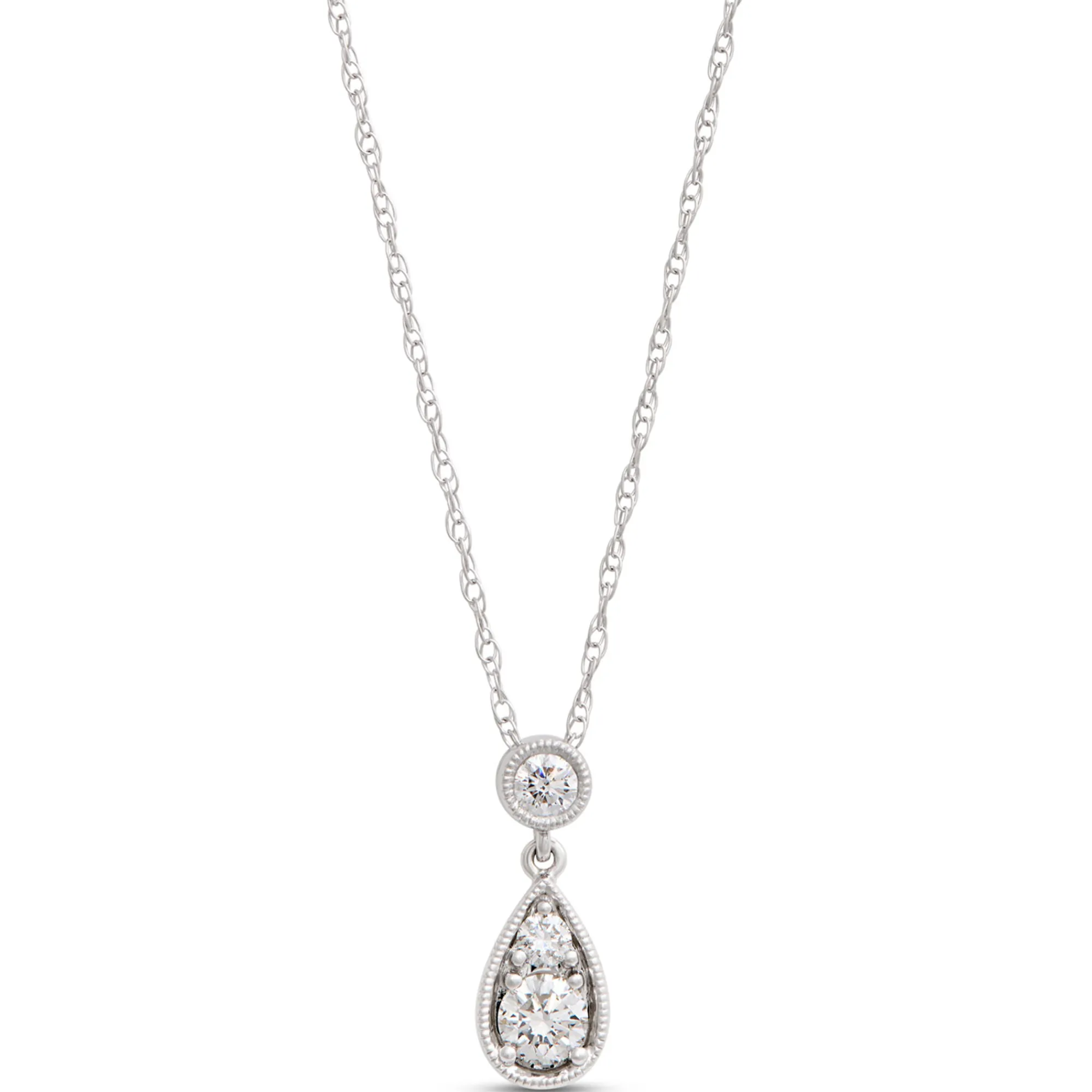 Pear Shaped Pendant with Round Diamonds, ⅓ Total Carat Weight, 14K White Gold Outlet
