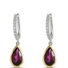 Pear Shaped RhodoliteHoops, 1/10 Total Carat Weight, 14K Two-Tone Clearance