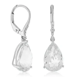 Pear Shaped White Topaz & Diamond Earrings 14K Best