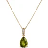 Peridot Pendant Necklace, 0.07 Carat Weight, 14K Yellow Gold