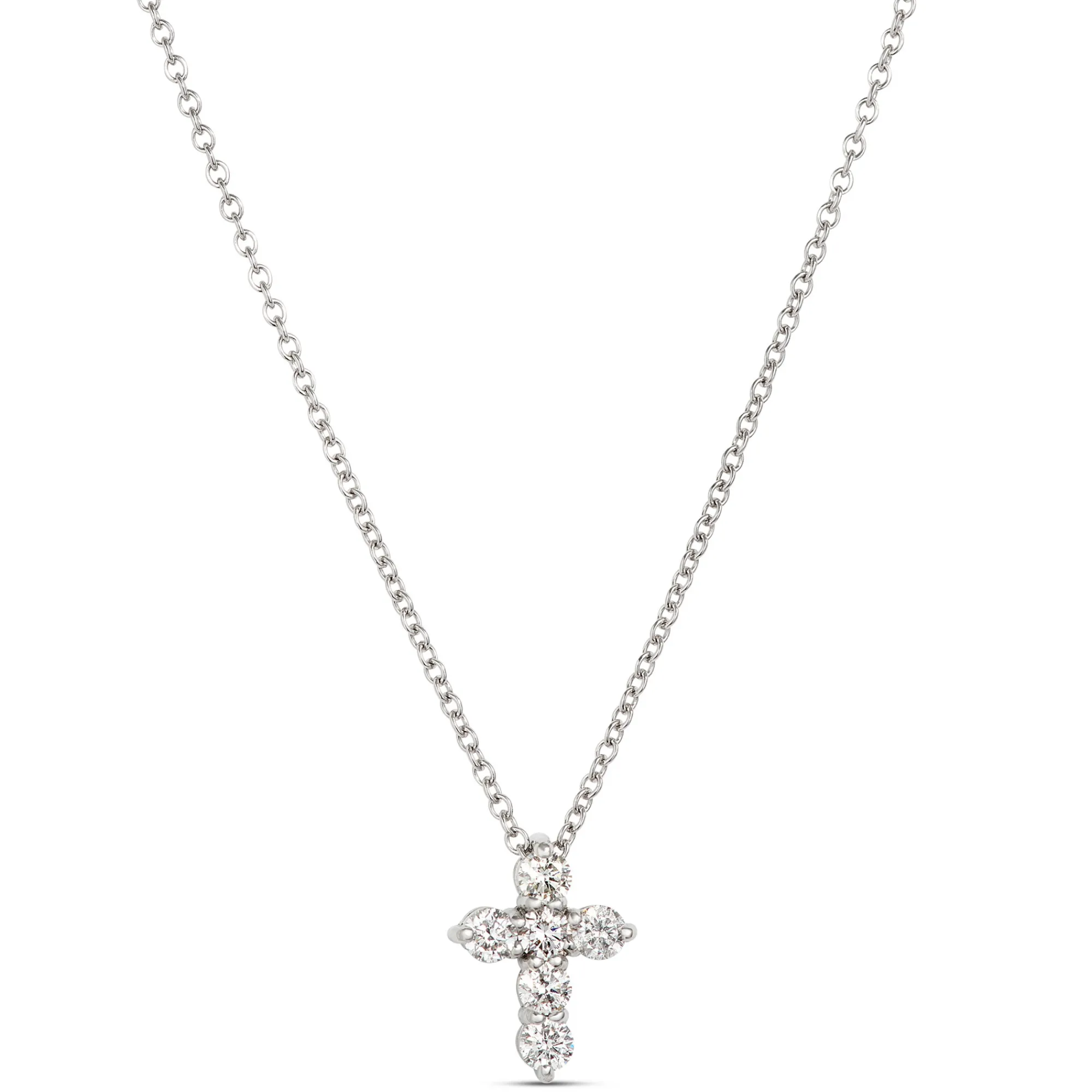 Petite Diamond Cross Pendant, 14K White Gold Sale