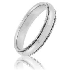 Polished Milgrain Edge Comfort Fit 4mm Band in Platinum Online