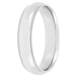 Polished Milgrain Edge Comfort Fit 5mm Band in Platinum Clearance