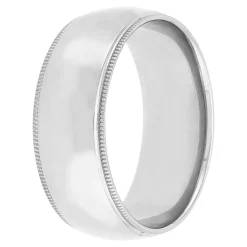 Polished Milgrain Edge Comfort Fit 8mm Band in Platinum Discount