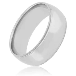 Polished Milgrain Edge Comfort Fit 8mm Band in Platinum Discount