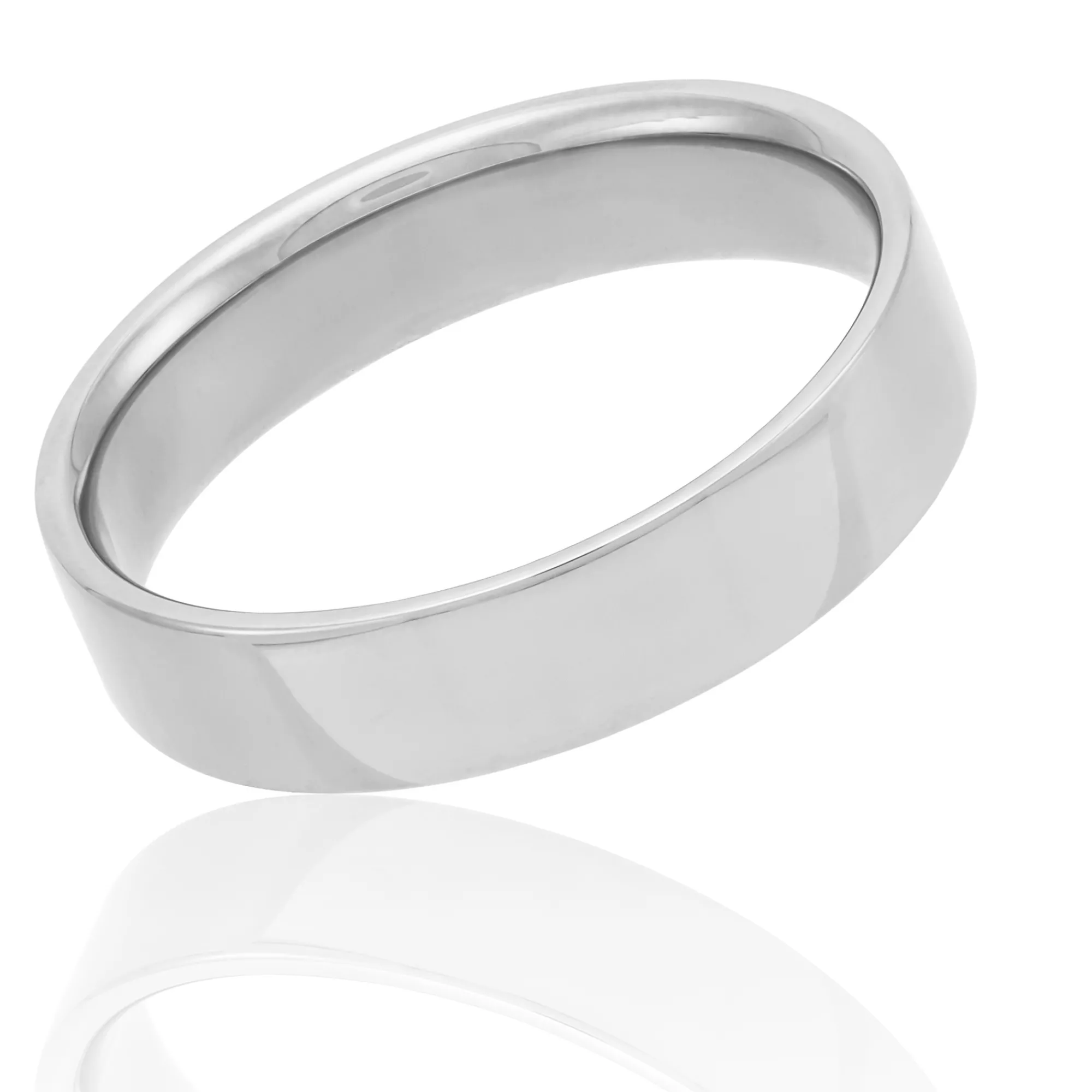 Polished Pipe Comfort Fit 5mm Band in Platinum New