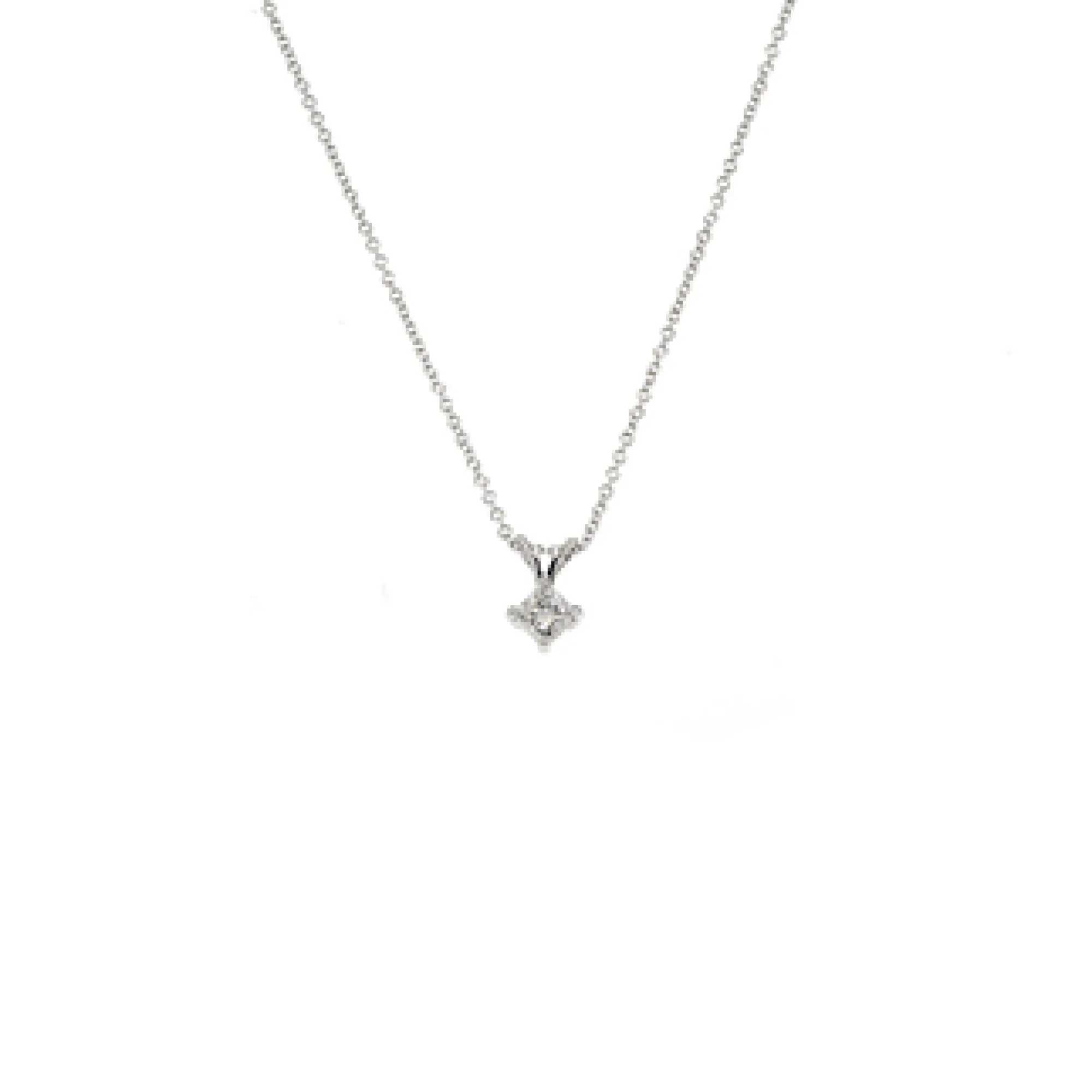 Princess Cut Diamond Pendant, ⅜ Carat Total Weight, 14K White Gold