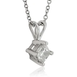 Princess Cut Diamond Pendant, ⅜ Carat Total Weight, 14K White Gold