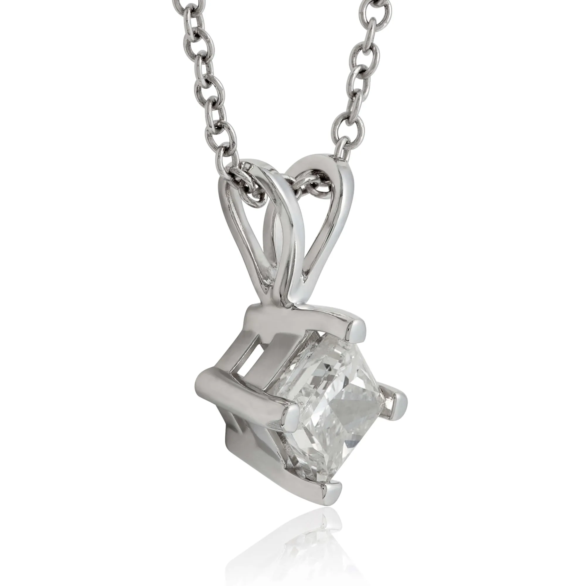 Princess Cut Diamond Pendant, ⅜ Carat Total Weight, 14K White Gold