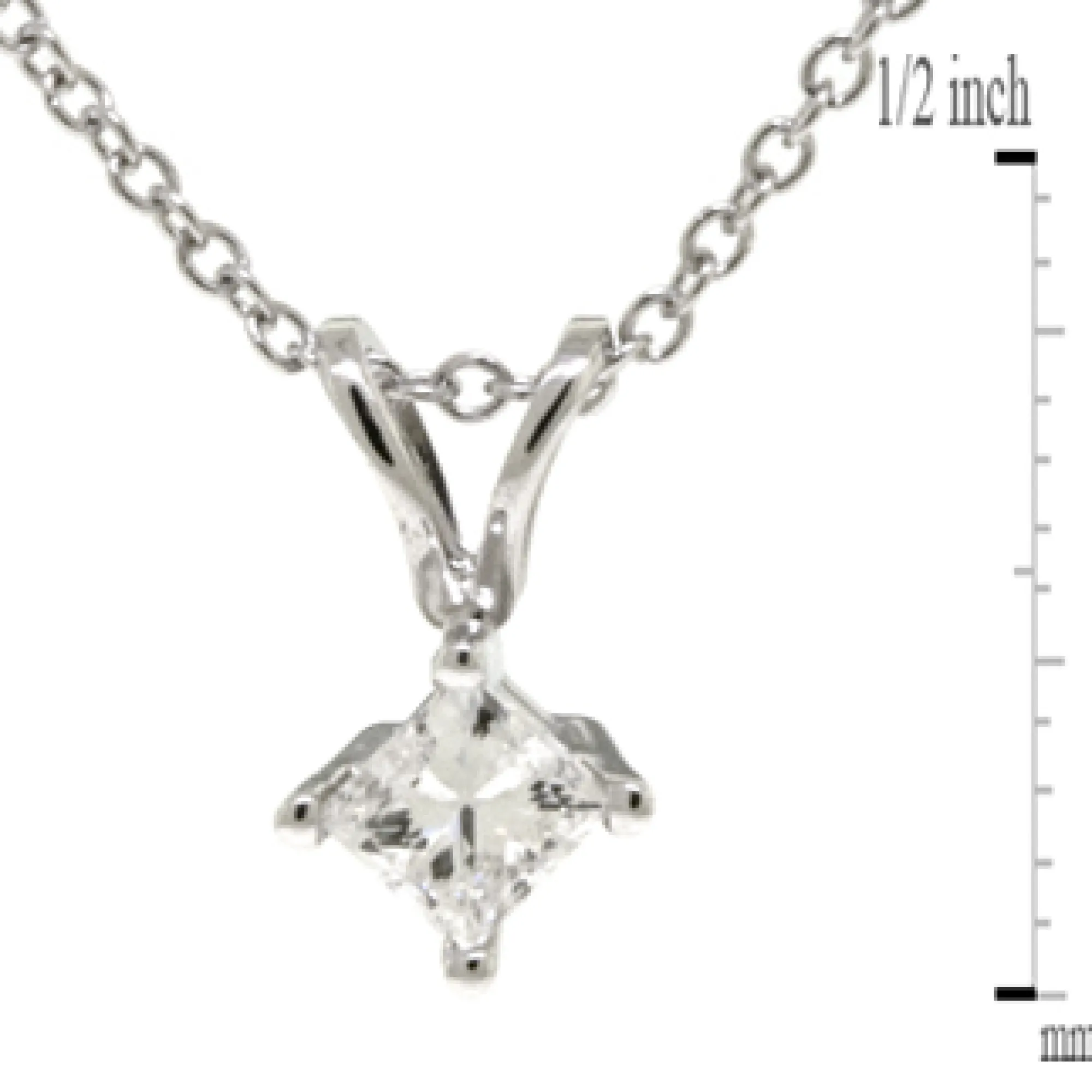 Princess Cut Diamond Pendant, ¼ Carat Total Weight, 14K White Gold Hot