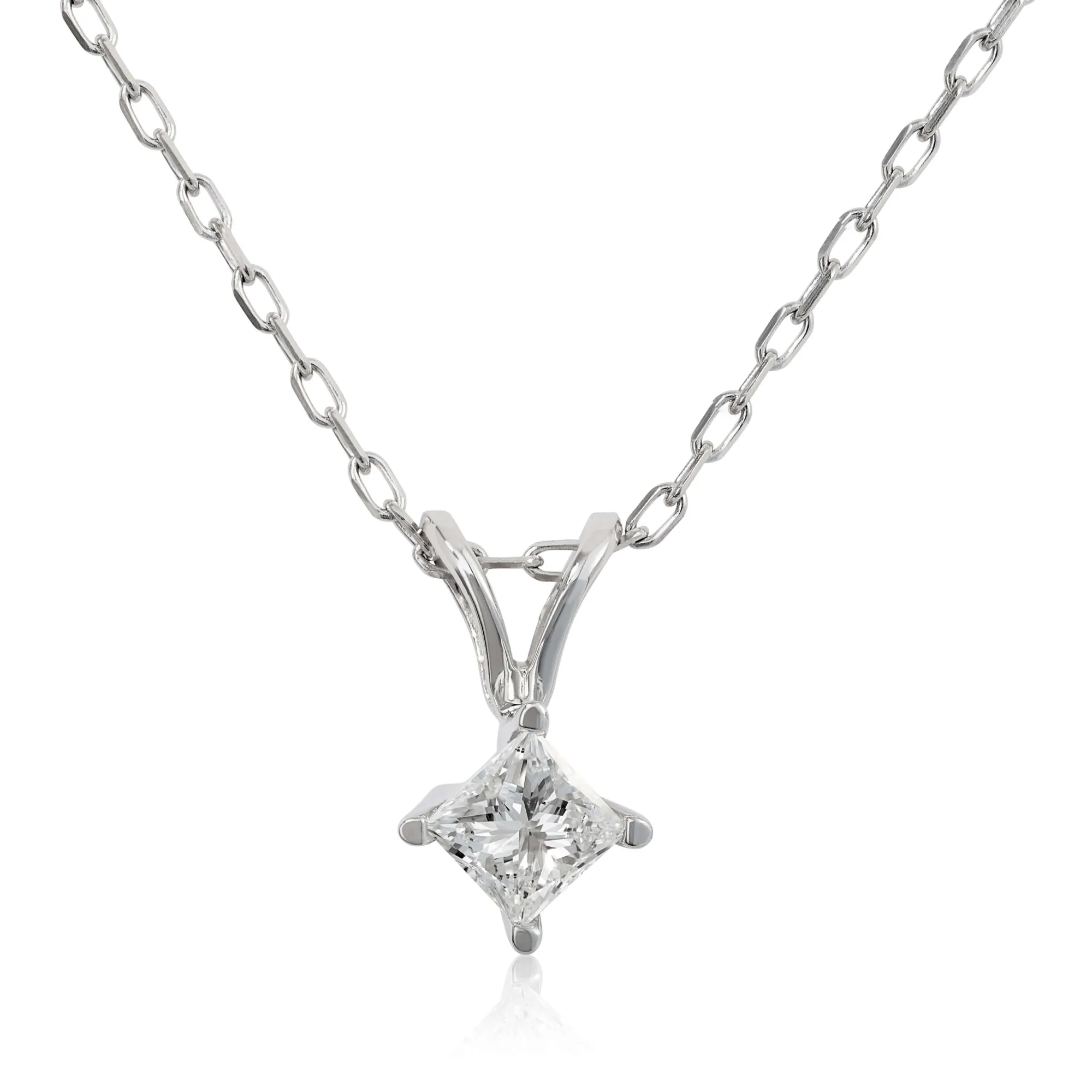 Princess Cut Diamond Pendant, ¼ Carat Total Weight, 14K White Gold Hot