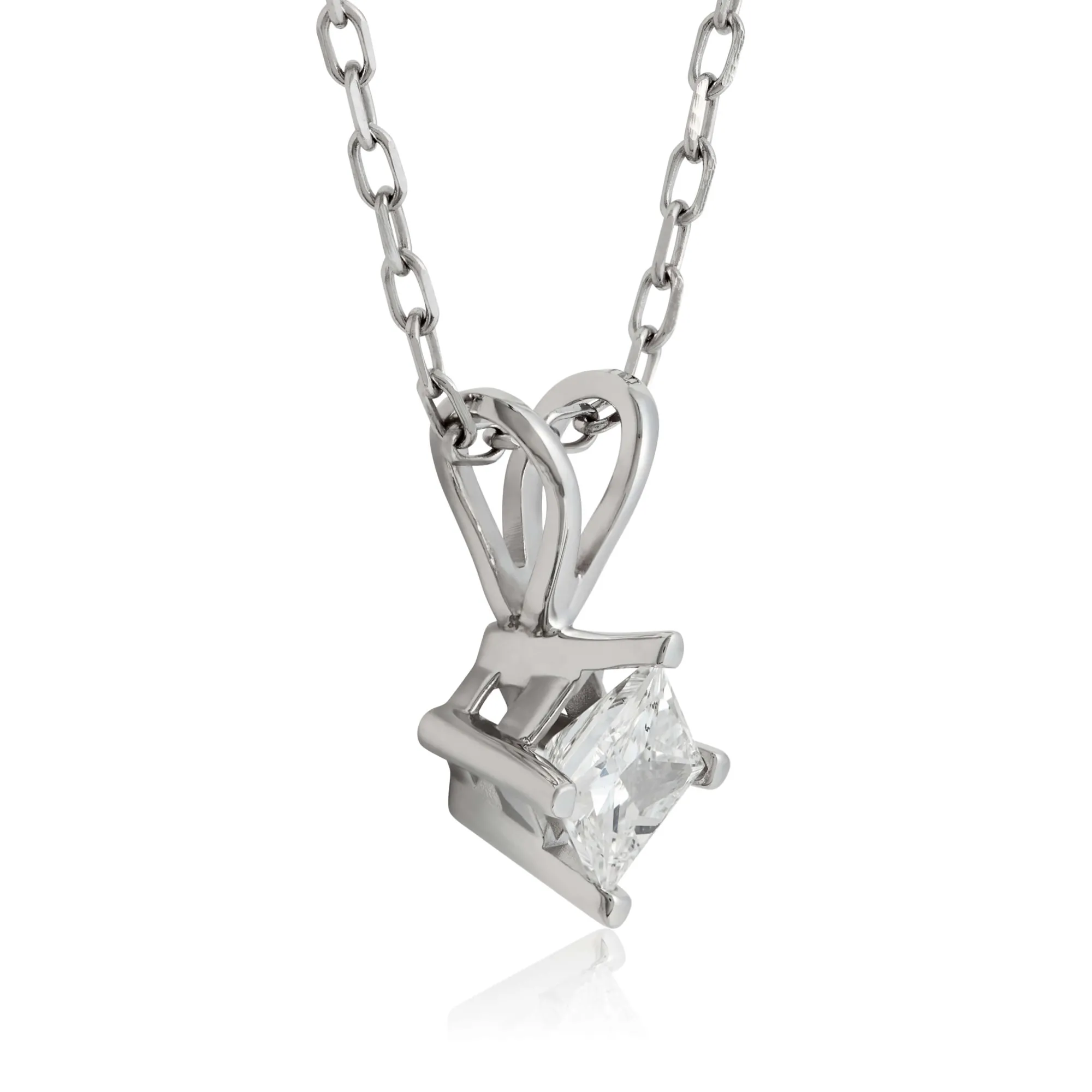 Princess Cut Diamond Pendant, ¼ Carat Total Weight, 14K White Gold Hot