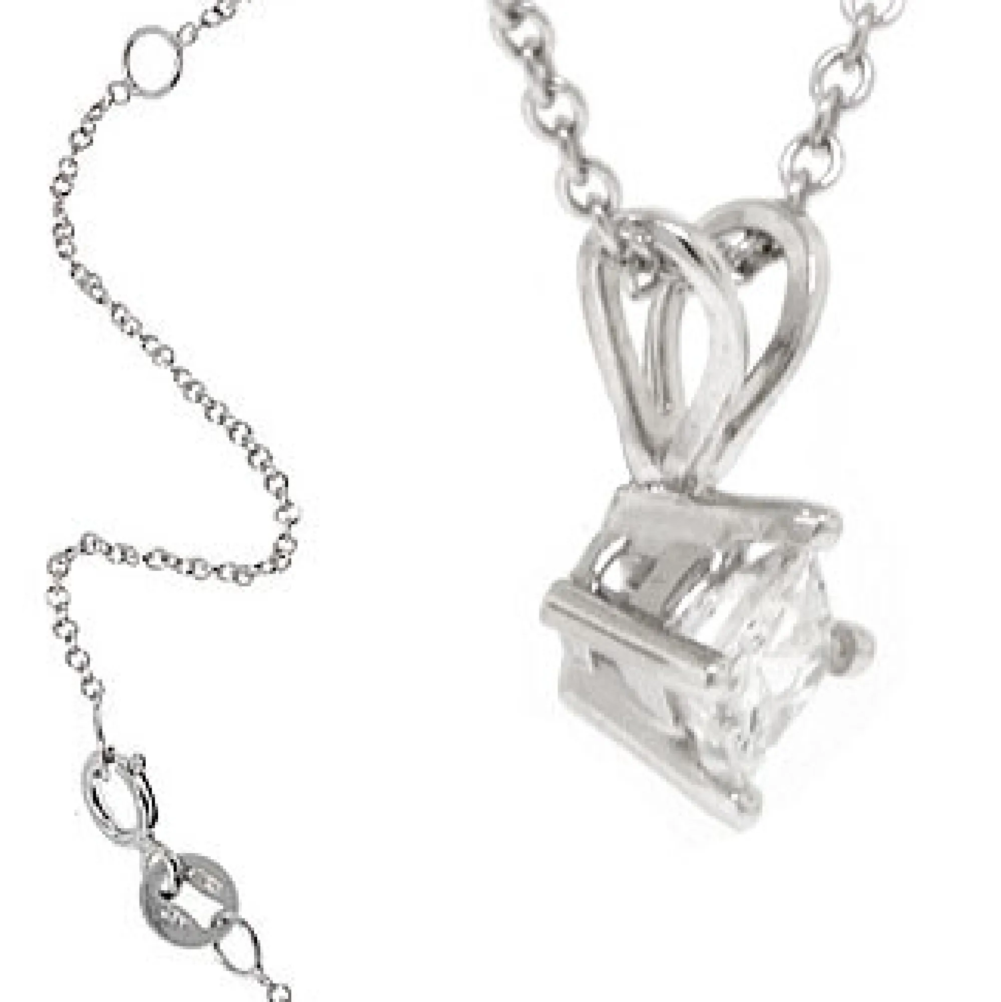 Princess Cut Diamond Pendant, ¼ Carat Total Weight, 14K White Gold Hot