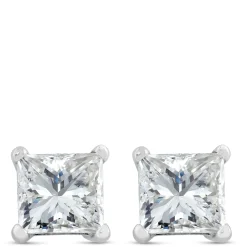 Princess Cut Diamond Stud Earrings, 1.4 Carat Total Weight, in 14K White Gold Discount