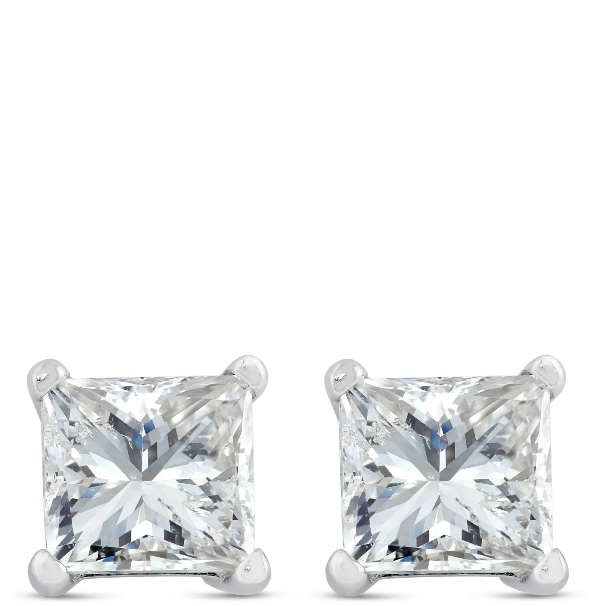 Princess Cut Diamond Stud Earrings, 1.4 Carat Total Weight, in 14K White Gold Discount