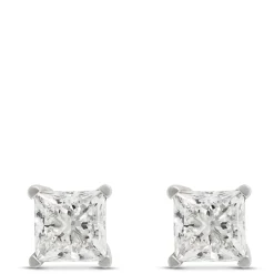 Princess Cut Diamond Studs, 2 Carat Total Weight, in 14K White Gold Online