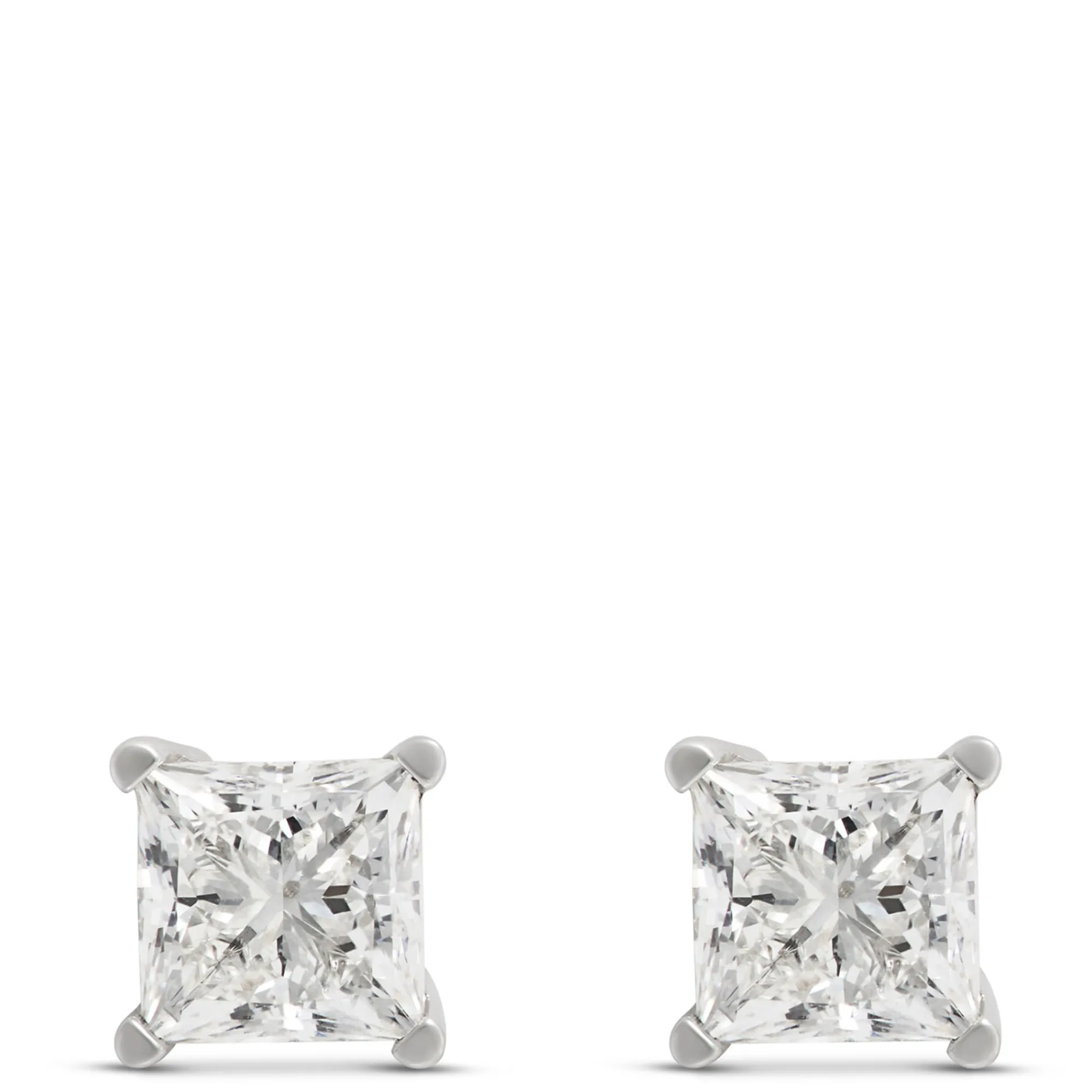 Princess Cut Diamond Studs, 2 Carat Total Weight, in 14K White Gold Online
