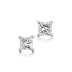 Princess Cut Diamond Studs, ½ Carat Total Weight, in 14K White Gold Best