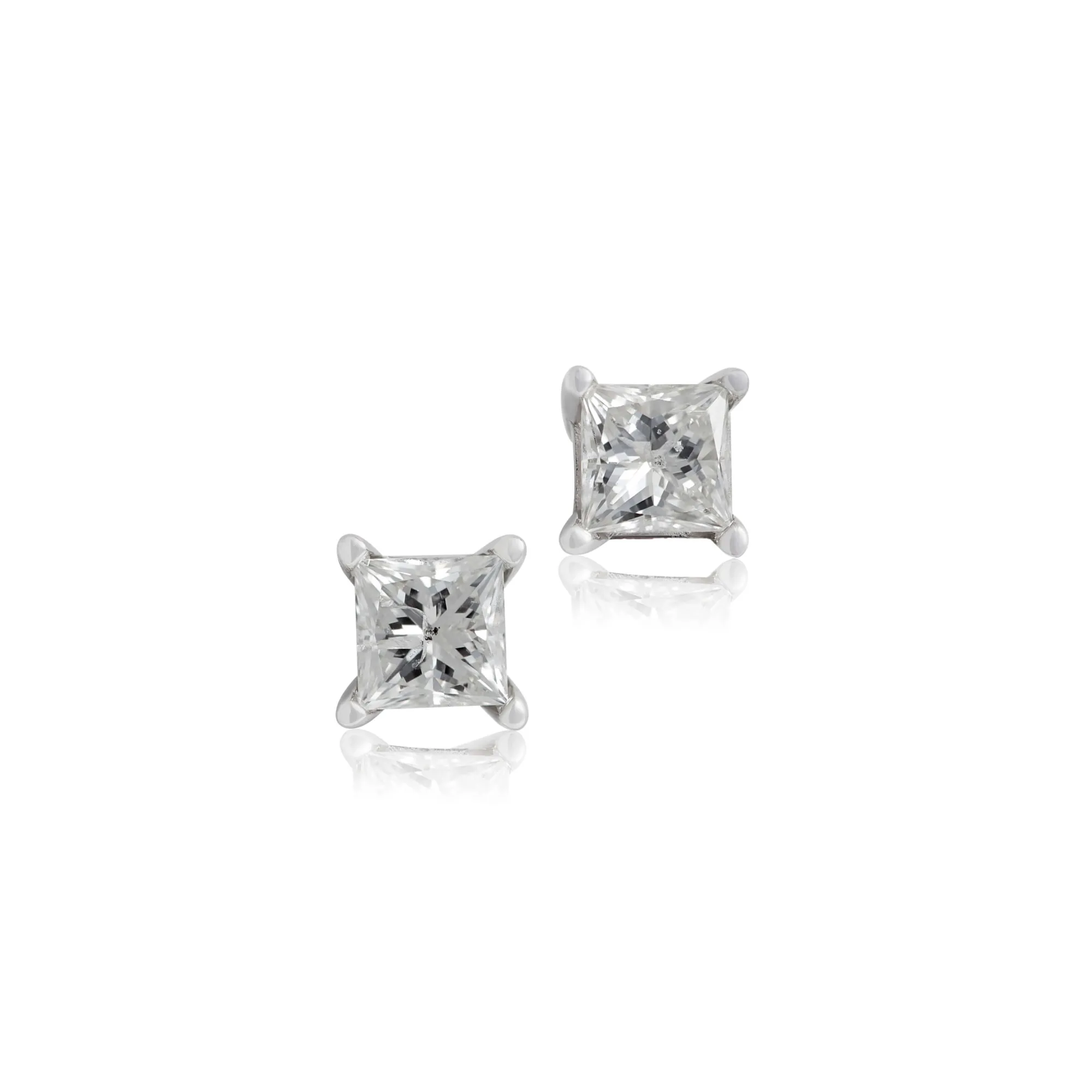 Princess Cut Diamond Studs, 1/4 Carat Total Weight, in 14K White Gold Sale