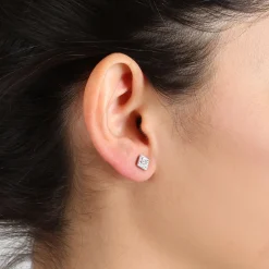 Princess Diamond Halo Earrings 14K Online