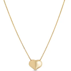 Puffed Heart Pendant Necklace, 14K Yellow Gold Hot