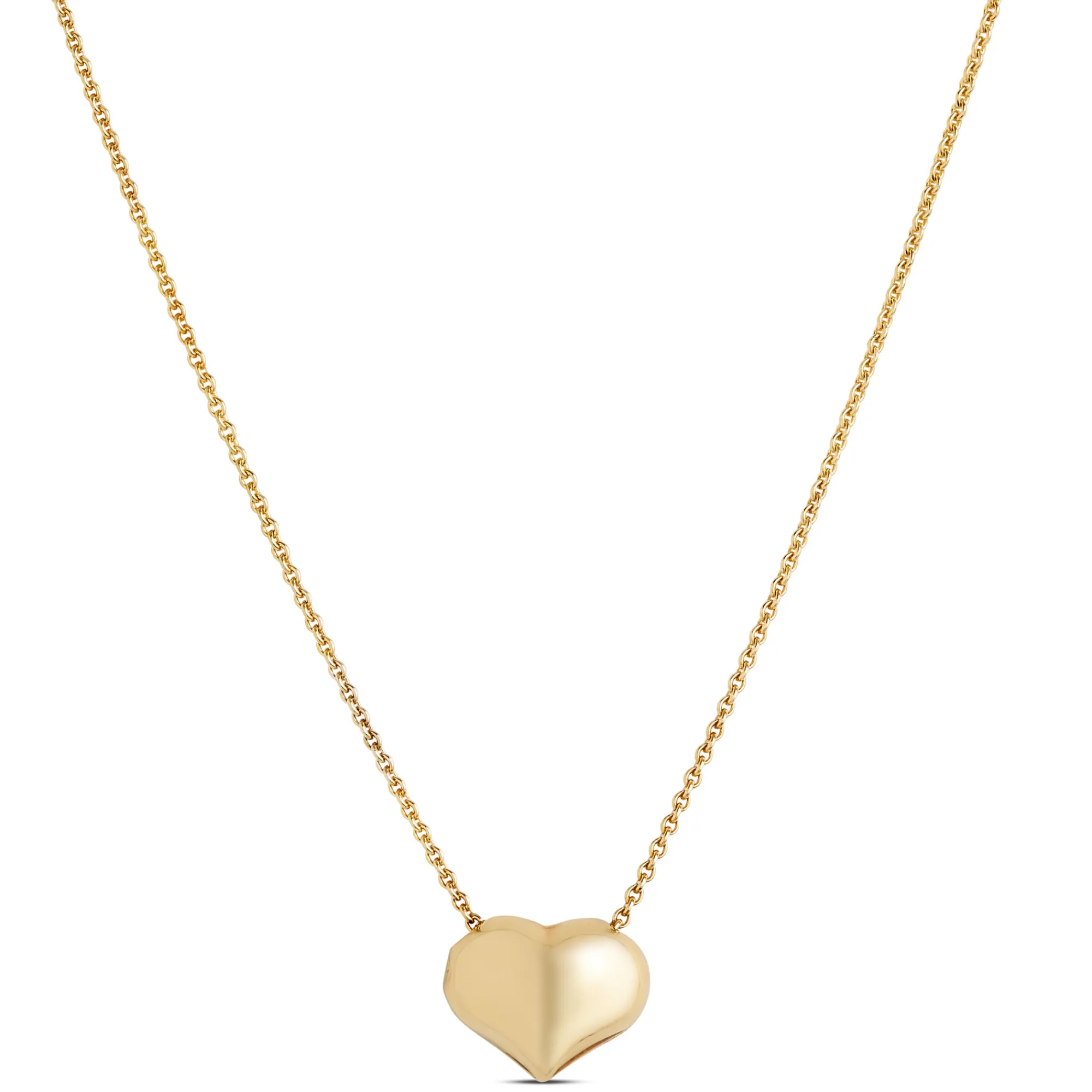 Puffed Heart Pendant Necklace, 14K Yellow Gold Hot