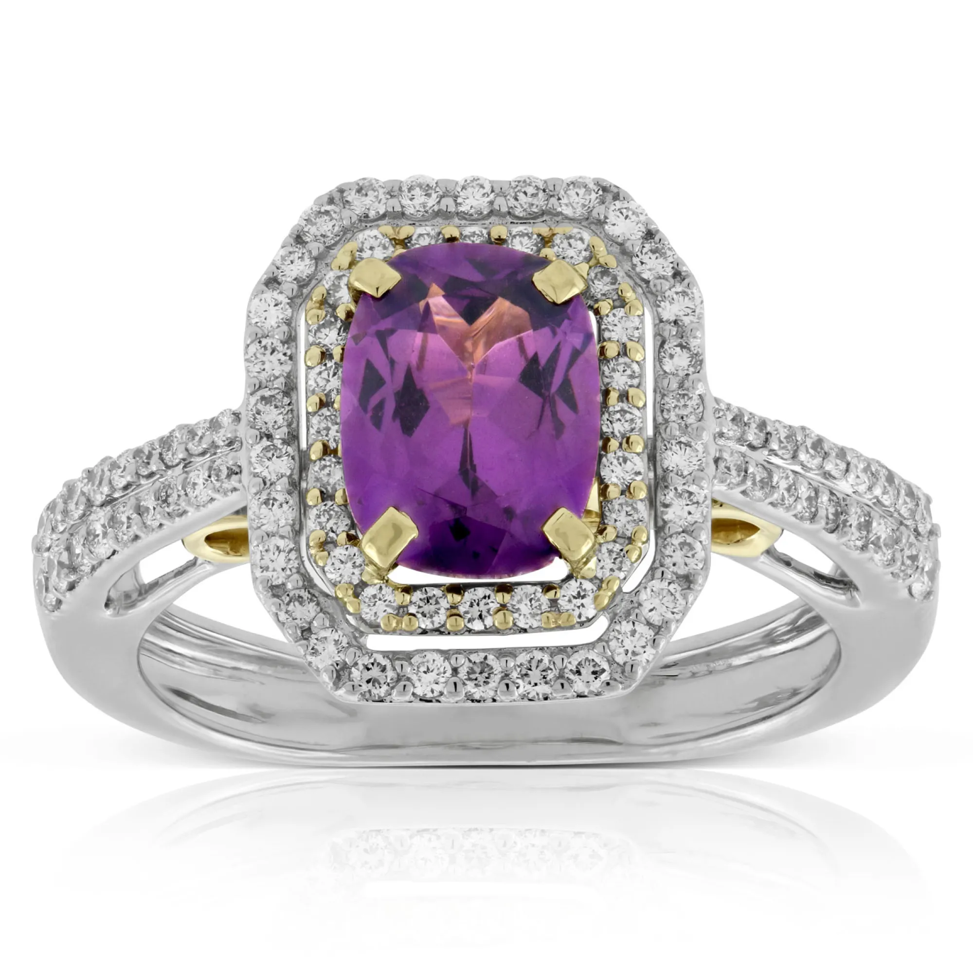 Purple Garnet & Diamond Ring 14K Discount