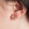 Pyramid Stud Earrings 14K
