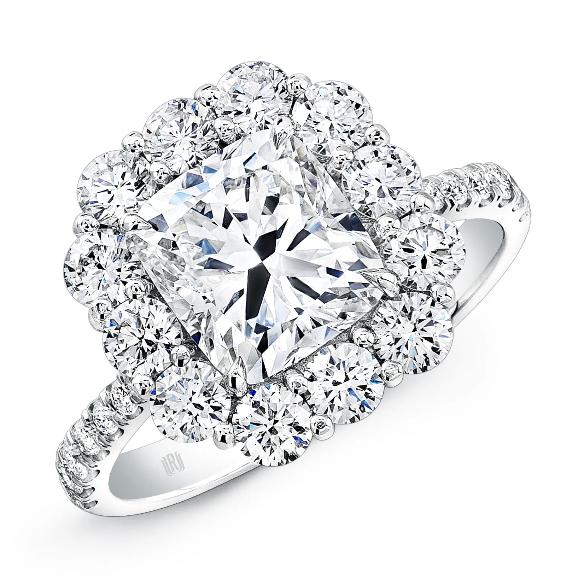 Rahaminov Cushion Cut Halo Engagement Ring, 18K White Gold Online